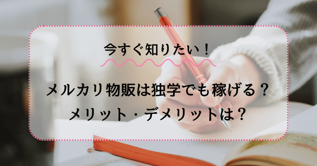今すぐ知りたい！メルカリ物販は独学で稼げる？メリットデメリットも大公開 | もえかブログ